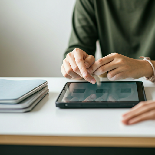 Students using tablet for voting in a classroom setting